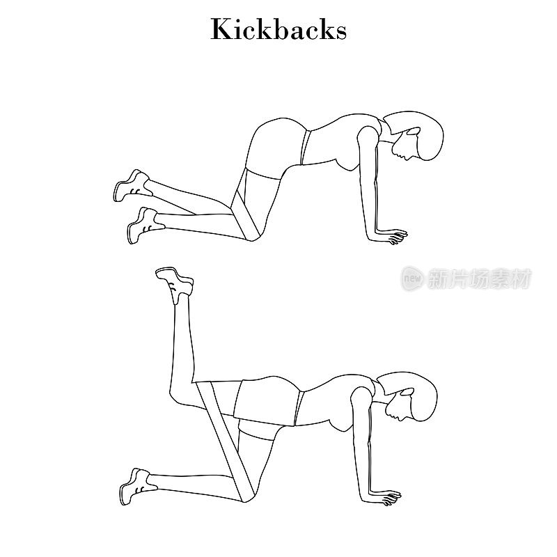 Kickbacks exercise illustration outline